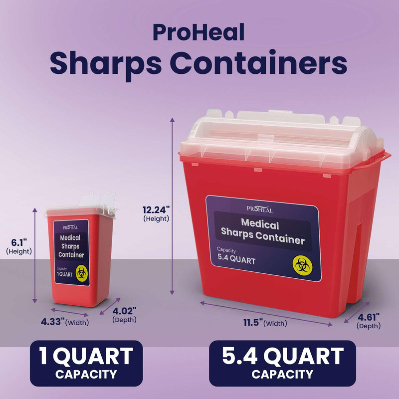 [Australia] - Small Sharps Container for Home Use - 1 Quart Needle Disposal Container for Diabetes Needles, Syringes, and Blades - Portable Travel Size for Biohazard Medical Waste 