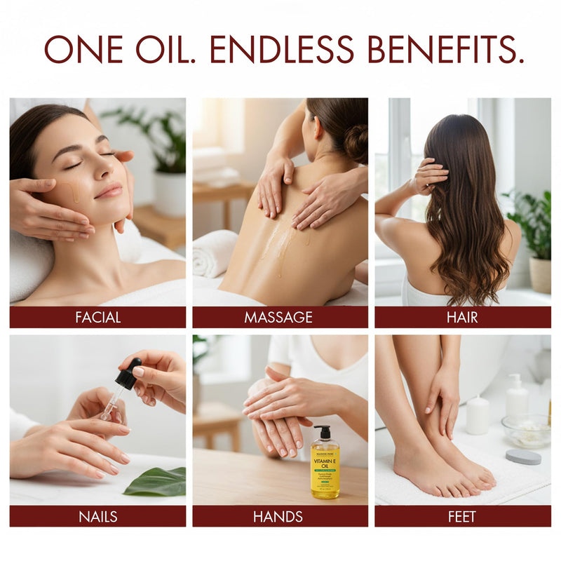 Majestic Pure Vitamin E Oil 100% Pure & Natural Body Oil - 8 Fl Oz | Cold Pressed & Hexane Free Carrier Oil for Moisturizing Dry Skin,Scars, Hair, Eyelashes, Eyebrows, Body, Face, Nails & Scalp 8 Fl Oz (Pack of 1)