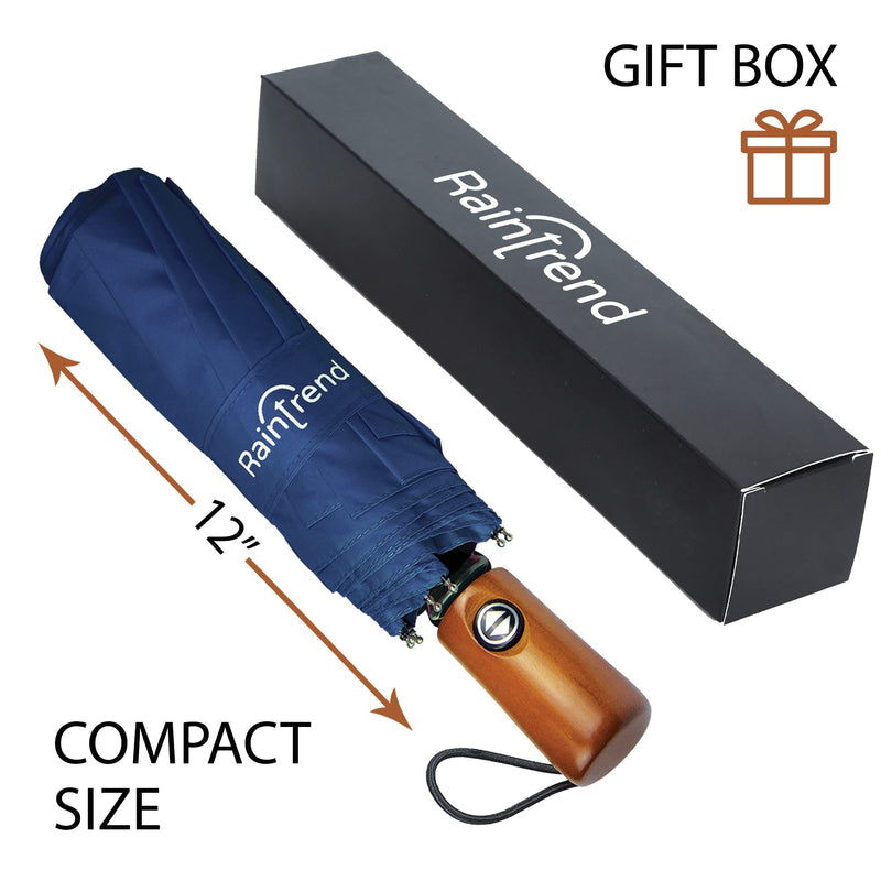 2 PCS Premium Windproof Umbrellas for Rain Compact Black and Blue Umbrella for Women and Men Automatic Open Close Folding