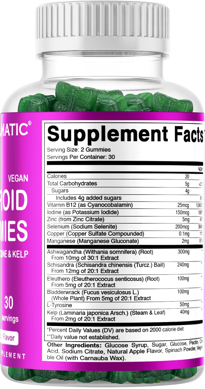 [Australia] - Vitamatic 2 Pack Vegan Thyroid Support Gummies with Iodine & Kelp - 60 Count - Improve Your Energy & Increase Metabolism - Plant Based 