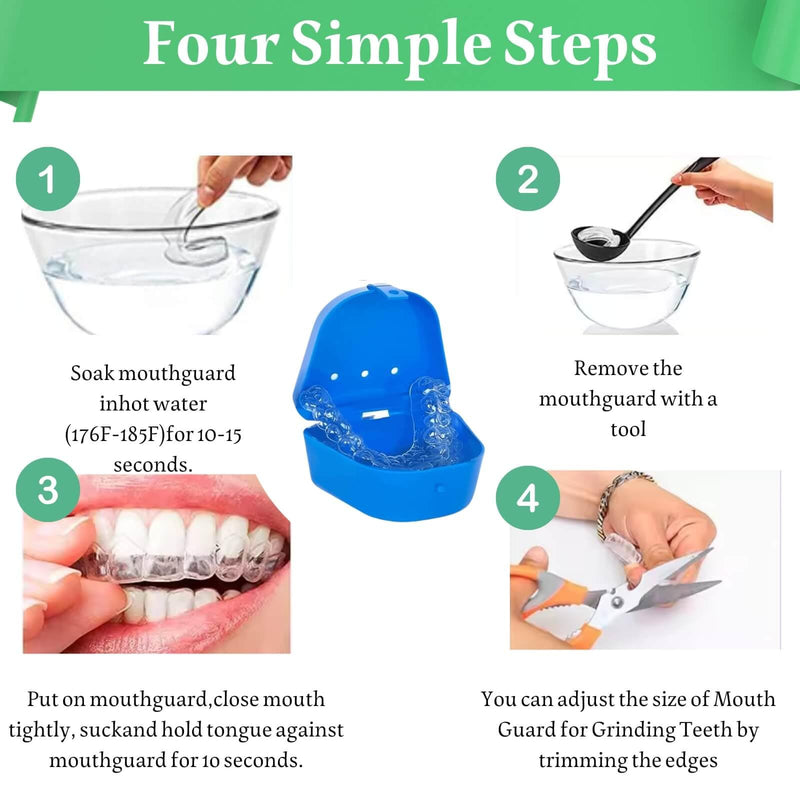 [Australia] - Mouth Guard for Clenching Teeth at Night, 4 Pack Night Guards for Teeth Grinding, Reusable Teeth Grinding Mouth Guard, Mouthguards for Grinding of Teeth 