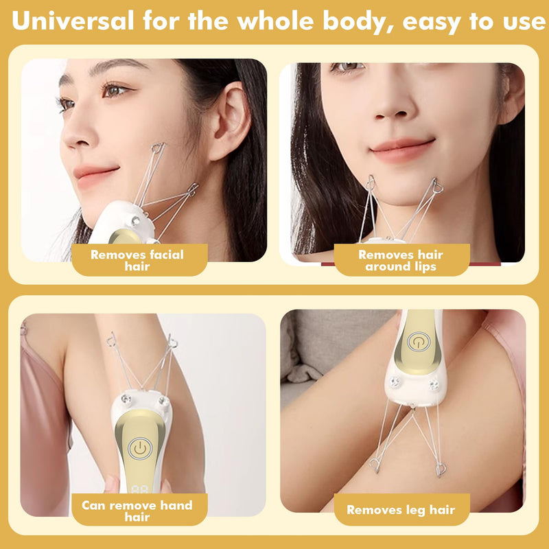 [Australia] - Electric Threading Epilator Women's Electric Thread Epilator Facial Hair Remover for Women Physical Threader Hair Remover Epilator Women's Facial Epilator for Arms and Legs (Gold) 