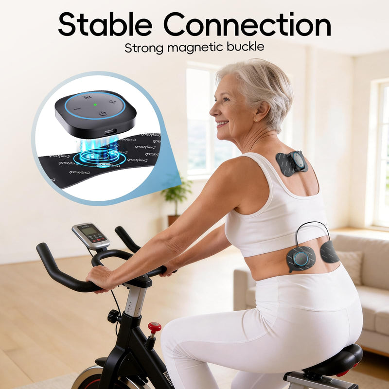 Comfytemp Wireless TENS Unit Muscle Stimulator for Pain Relief with Remote | Portable Rechargeable TENS Machine 2 Sets, 30 Modes, for Back/Neck/Shoulder/Sciatica/Limbs, Gift for Women Men, Carry Case Blue