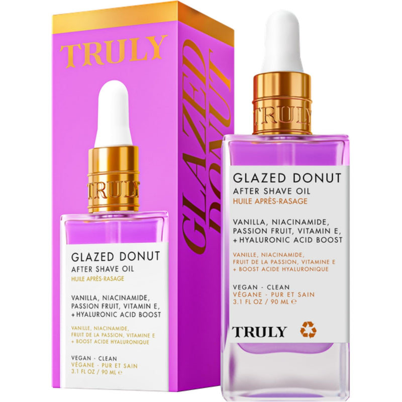 Truly Luxury After Shave Oil | Soothing & Hydrating Treatment to Prevent Ingrown Hair For Smooth, Irritation-Free Skin for Daily Use Glazed Donut 3.1 fl oz