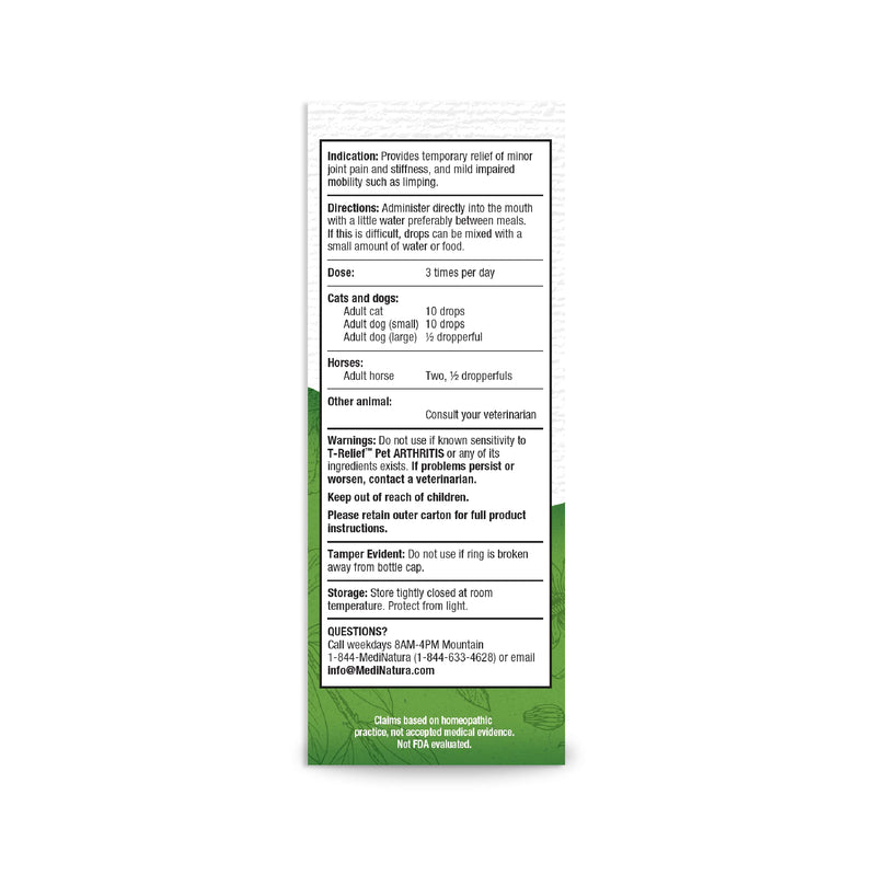 MediNatura T-Relief Pet Arthritis Relief Arnica +12 Powerful Natural Homeopathic Medicines Help Ease Hip & Joint Pain Soreness & Stiffness for Dog & Cat - 90 Tablets (2 Pack) - PawsPlanet Australia