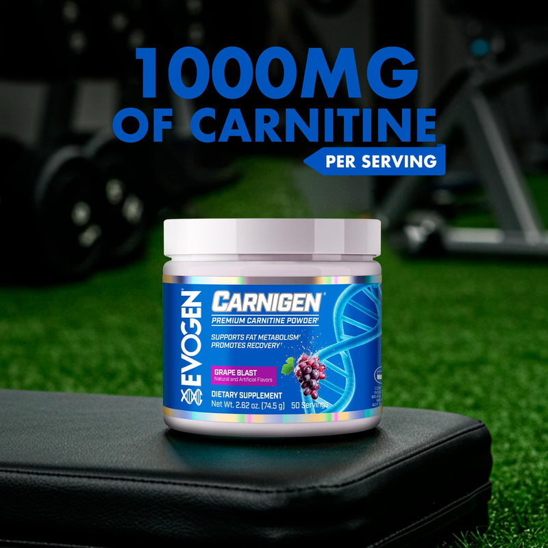 [Australia] - Evogen Carnigen - Premium Carnitine Powder | Supports Fat Metabolism & Promotes Recovery | Stimulant-Free L Carnitine Supplement Matrix with Acetyl L-Carnitine | Grape | 50 Servings 