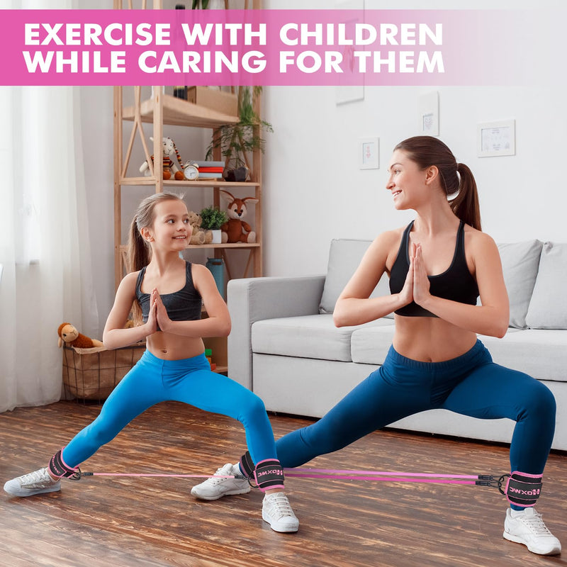 [Australia] - Ankle Resistance Bands with Cuffs, Ankle Bands for Working Out, Ankle Resistance Band for Leg, Booty Workout Equipment for Kickbacks Hip Fitness Training, Exercise Bands for Butt Lift Women 1-pink 