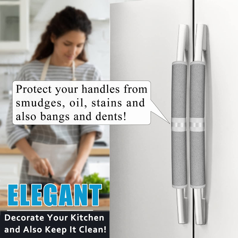 [Australia] - Refrigerator Door Handle Covers, Set of 6, Keep Your Kitchen Appliance Clean from Food Stains, Smudges, Drips, Oil, Washable and Form-Fitting, Protector for Fridge, Ovens, Dishwashers(Grey) Grey, 6pcs 