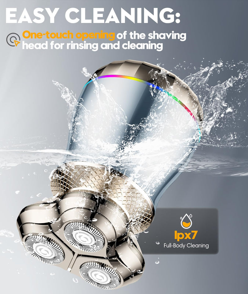 [Australia] - Electric Razor for Men, 3D Floating Blade Shaver with 9000 RPM High Speed, IPX7 Waterproof, 60-Day Battery Life, Compact Portable Wet/Dry Electric Shaver 