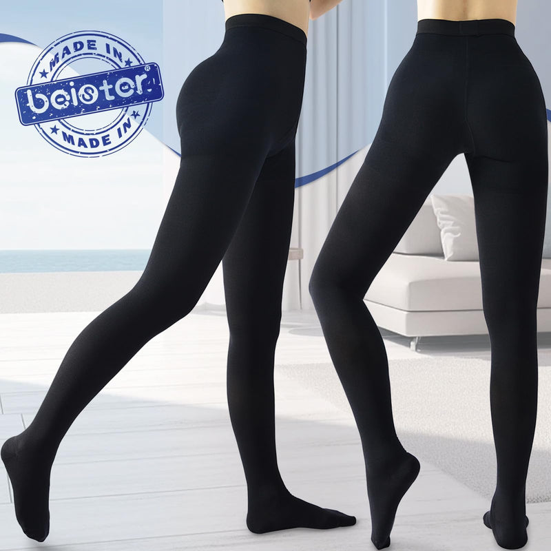 [Australia] - beister Medical compression stockings for women, long, 20-30 mmHg, support stockings for men, opaque toe wrap compression trousers, class 2, solid support for varicose veins, edema, black, 4XL 