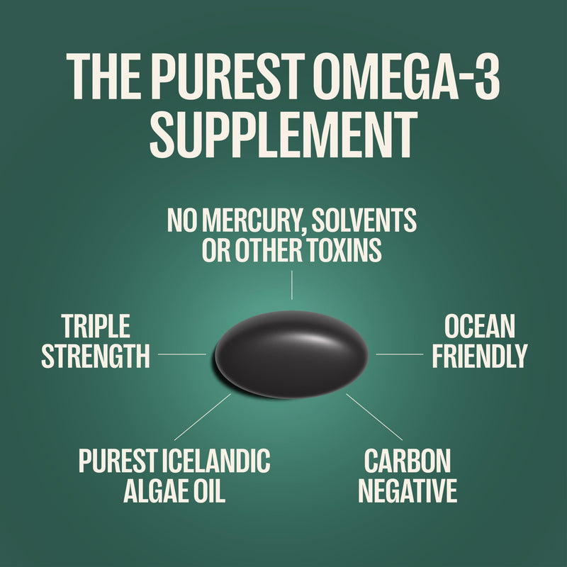 ORLO Omega 3 – Vegan Omega 3 Supplement (EPA & DHA) – Omega-3 Fish Oil & Krill Alternative – Plant-Based Omega-3s from Algae Oil – Brain & Heart Support (60 Mini Burpless Softgels) 60 Softgels (1 Pack)