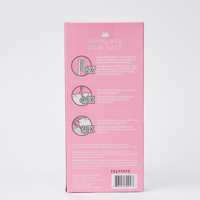 HIMALAYA PINKSALT Intensive Clean Toothbrush 4 Count - Extra-Large Toothbrushes for Adults, Plaque Remover for Teeth, Tapered Bristles Gentle on Teeth and Gum, Deep Clean Toothbrush Salty Pink (4 Count, Extra Large)