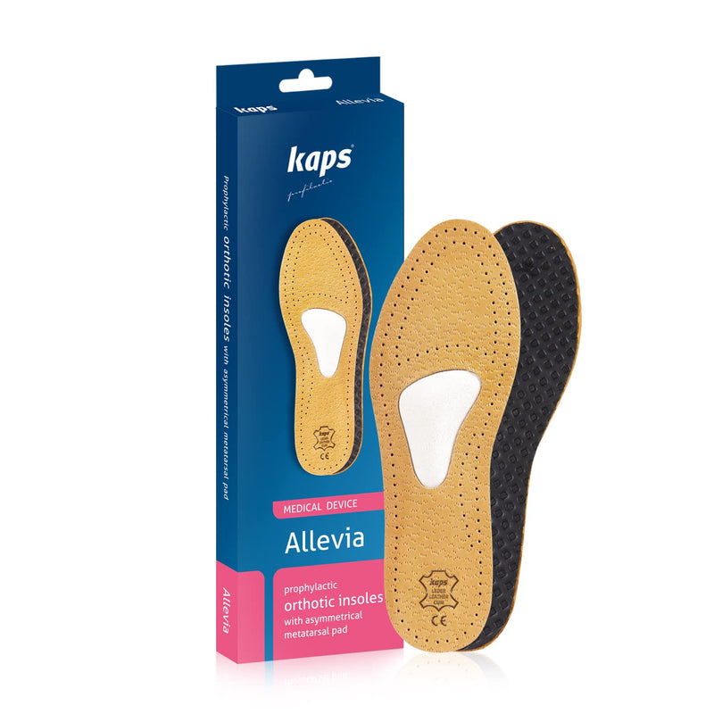 [Australia] - Kaps orthopedic leather insoles good for Morton's neuralgia and forefoot pain, with transverse arch support and padding, for men and women, Allevia 45 