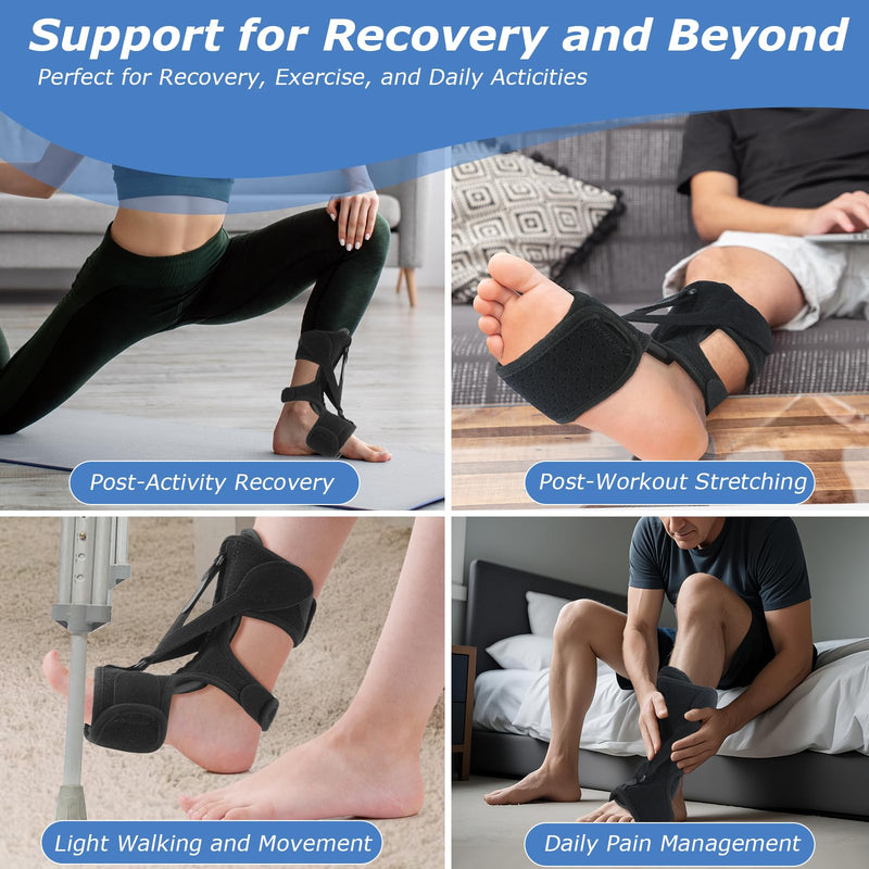[Australia] - Plantar Fasciitis Night Splint with Massage Ball & Arch Pads, Foot Brace Support for Achilles Tendonitis, Foot Drop & Heel Spur – Adjustable Night Splint for Women & Men, Black 