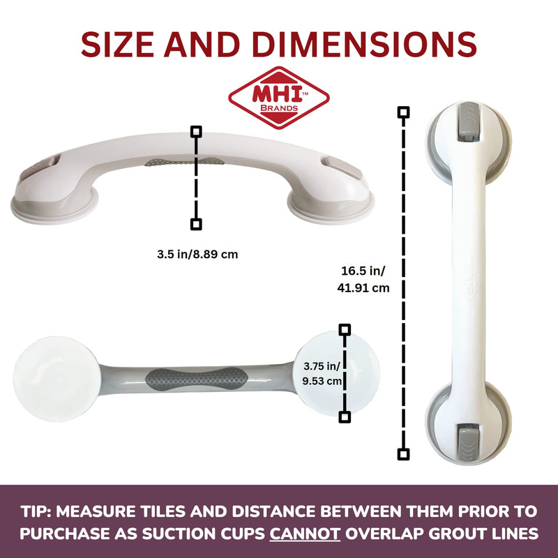 [Australia] - Safe-er-Grip Changing Lifestyles Suction Cup Grab Bars For Bathtubs & Showers; Safety Bathroom Assist Handle, White & Grey, 16 Inches 