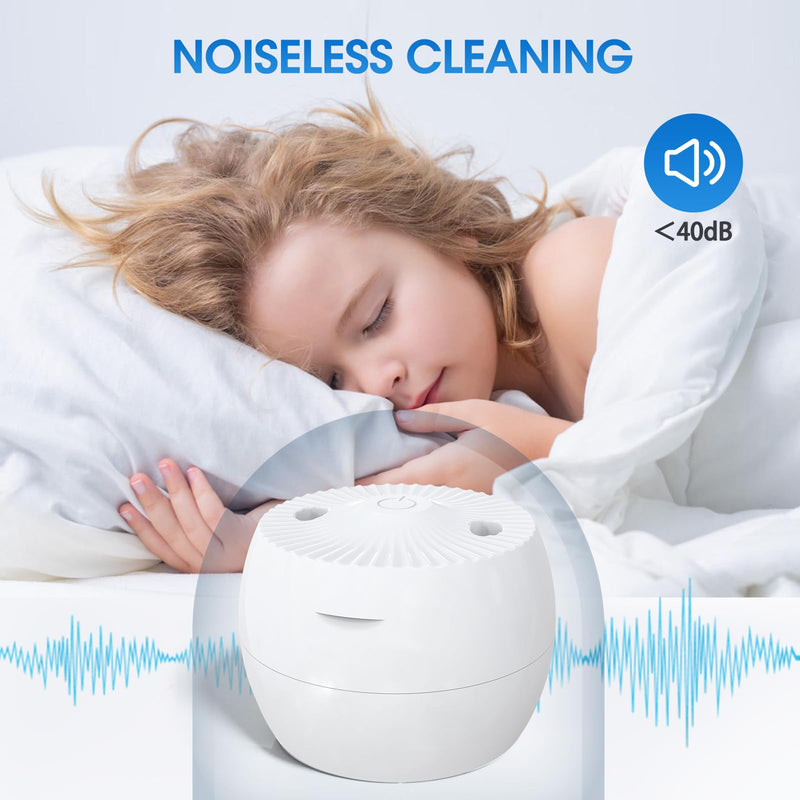 [Australia] - Ultrasonic Retainer Cleaner Machine, Cleaning Pod for Jewelry Cleaner, Dentures, Mouth Guards, Rings, Earrings, Glasses- 200ML 45kHz One-Touch 5-Minute Deep Clean (White) White 