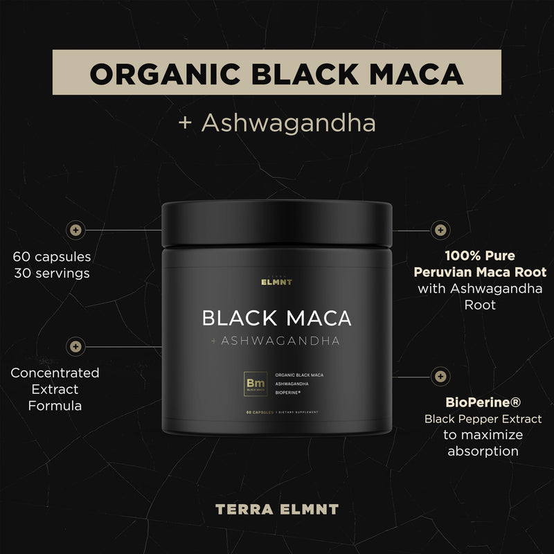 40x Strength Organic Black Maca Root w. Ashwagandha - #1 Highest Potency Maca Root Capsules for Men 40:1 Black Maca Root Powder Extract - 100% Pure Gelatanized Maca Peruana + Ashwagandha for Men Women