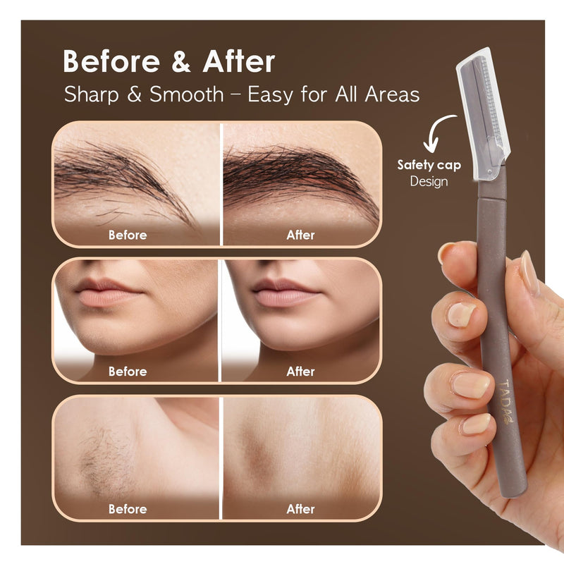 TADA Natural Beauty Biodegradable Dermaplaning Tool 12pk, Face Eyebrow Face Razors, Face Shaver & Exfoliating (Pink) Pink