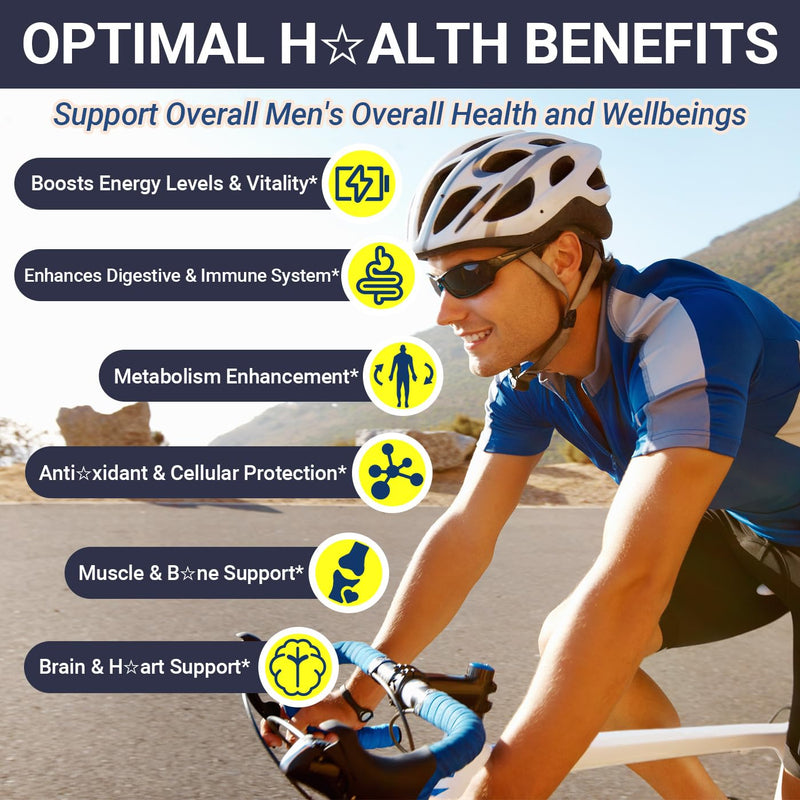 Mens Multivitamins Gummies, Methylated Multivitamin with Vitamins A C D K E | B Complex, Omega-3, Digestive Enzymes, Lycopene, Calcium, Magnesium - Support Brain, Muscle, Energy, Sugar Free, 60Cts 60 Count (Pack of 1)