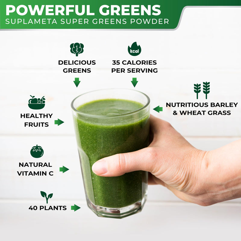 Organic Super Greens Powder | 40 Plant Ingredients for Gut Health | Vegan & Gluten-Free Greens Supplement | 30 Day Supply of Gut Health Powder - Vegetable with Extra Mushrooms 300 g (Pack of 1)