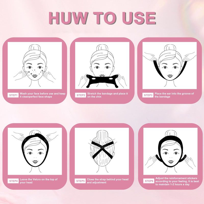 [Australia] - Chin Strap for Sleeping,Anti Snoring Chin Strap for CPAP Users,V-Line Lifting Mask,Adjustable and Breathable Chin Strap-Keep Mouth Closed for Effectively Reduce Snoring (Pink-White) Pink-white 