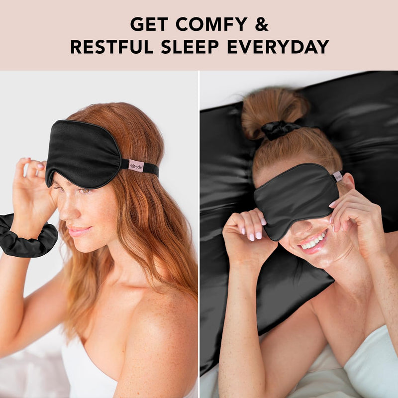 [Australia] - Kitsch Weighted Satin Sleep Mask - Weighted Eye Mask for Sleeping and Travel - Lavender Sleeping Mask for Women and Men - Light Blocking, Adjustable Strap, Ultra-Soft (4.1oz/116g) 