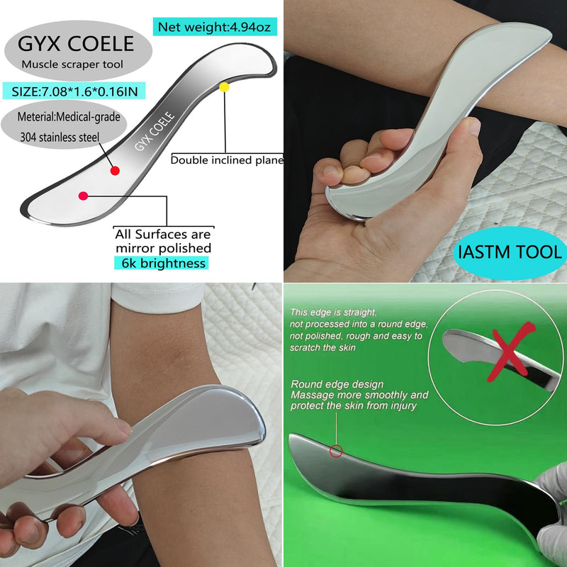 [Australia] - 4 in 1 Muscle Scraper Tool Set, IASTM Physical Therapy Massage Tools with Storage Case, Gua Sha Massage Scraper Scraping Tool Physical Therapy (4PCS Set) GYX COELE-001 