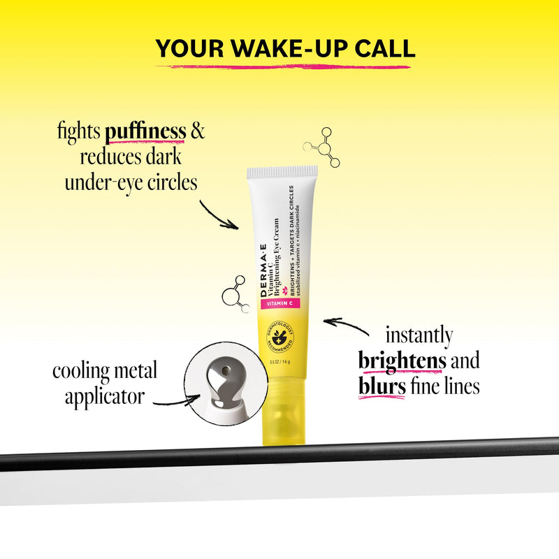 Derma E Vitamin C Brightening Eye Cream for Dark Circles, 0.5 Oz