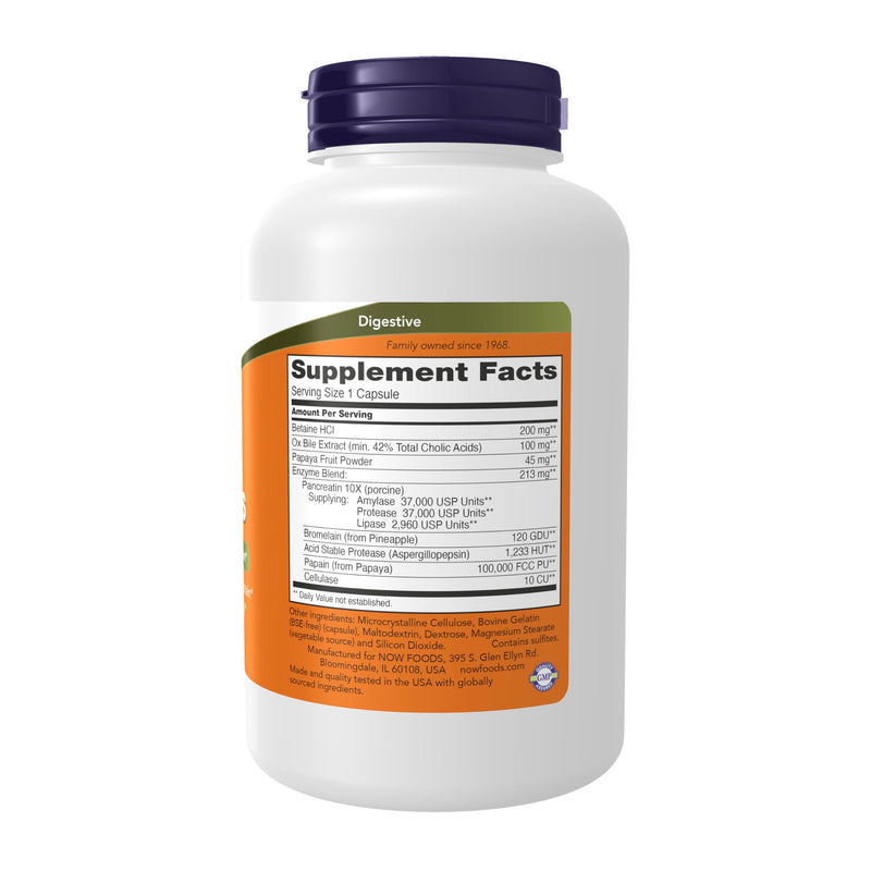 NOW Foods Supplements, Super Enzymes, Formulated with Bromelain, Ox Bile, Pancreatin and Papain,180 Capsules 180 Count (Pack of 1)
