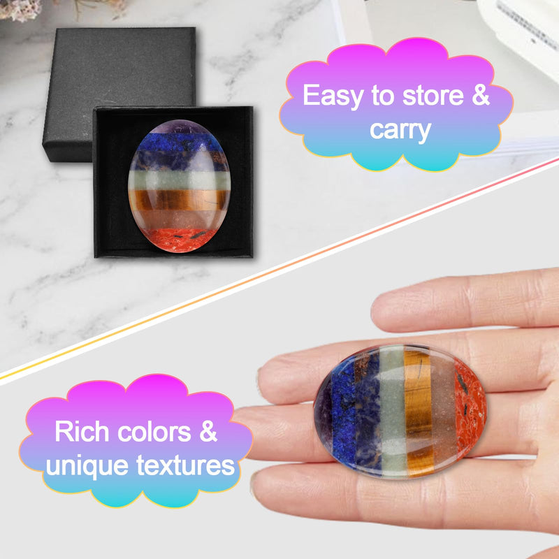 [Australia] - Chakra Crystals Stone, Thumb Worry Gemstones Healing Stones, Natural Polished Oval Hand Flatterer Stone, for Meditation Yoga Relief Collecting 