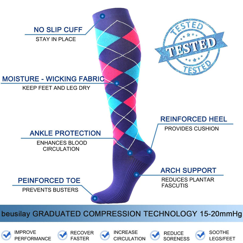 [Australia] - 8 pairs of compression stockings for women and men, compression socks, support stockings (15-20 mmHg) for running, travel, sports, flights, pregnancy, maternity, cycling, nurses S-M Assortment 01 (8 pairs) 