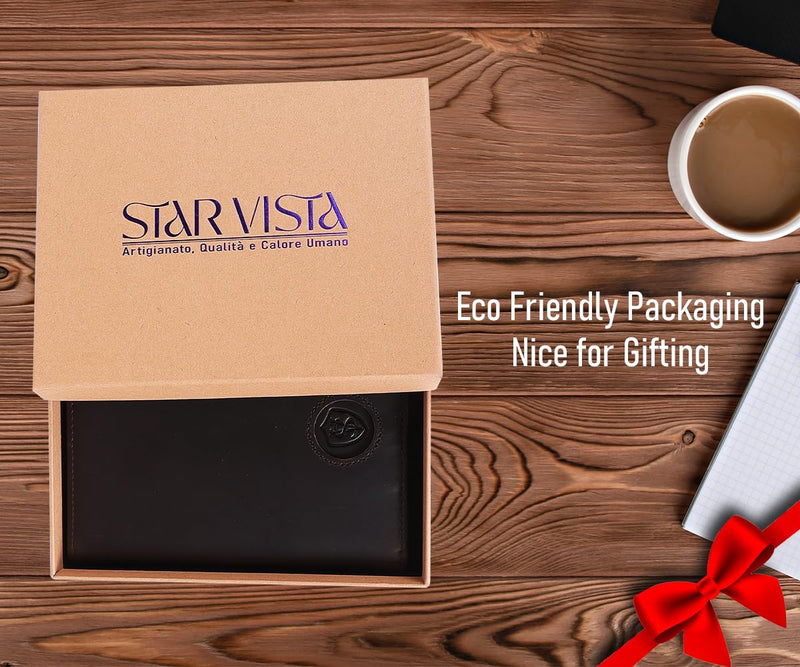 STAR VISTA Domenico Full Grain Leather Pilot Passport Wallet, Trifold Travel Document Organizer with RFID Blocking, Transparent Doc & Dual ID Windows, AirTag Slot, Pen & Travel Notebook Dark Chocolate Cowhide AirTag