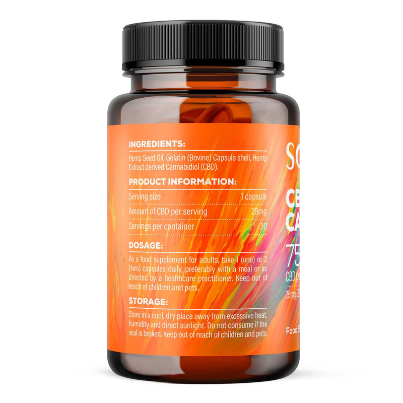 SOOL CBD Capsules 750mg 30pcs | 25mg CBD Per Gel Soft Capsule | Broad Spectrum CBD Oil Capsules | Blended with Hemp Oil | Relax - Recover - Revive 30 count (Pack of 1)