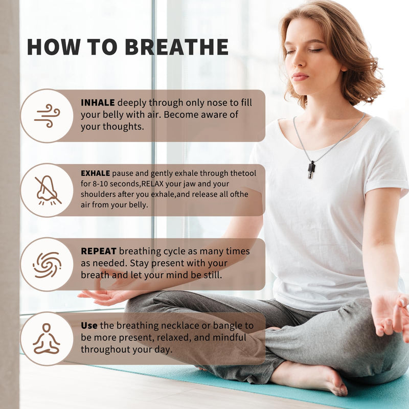 [Australia] - 528 Hz Meditation Necklace Breathing Frequency Sound Healing Device by Adjusting The Breathing for Anxiety & Stress Relief Mindfulness (White) 