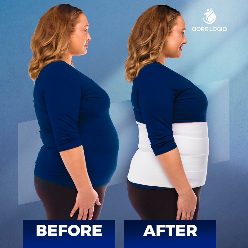 [Australia] - QORE LOGIQ Plus Size Abdominal Binder Post Surgery for larger Men + Women - Postpartum Belly Band - Compression Garment - Hernia Belt For Men + Woman - C Section Belly Binder - Adjustable (12 INCH XXXX-Large 12 INCH 