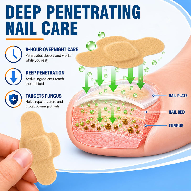 Nail Care Patches,21 Count Toenail Treatment Extra Strength Patches, Overnight Nail Appearance Care for Discolored, Thick-Looking and Rough Nails, Easy At-Home Toenail & Cuticle Routine