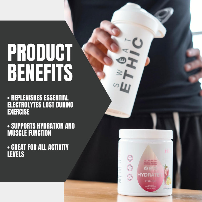 Sweat Ethic Hydrate’D Electrolytes, Electrolyte Powder with Potassium Magnesium & Vitamin C, Easy Mix Powder for Hydration & Performance Support, Natural Ingredients, Grape Flavor, 60 Servings 12 Ounce (Pack of 1)