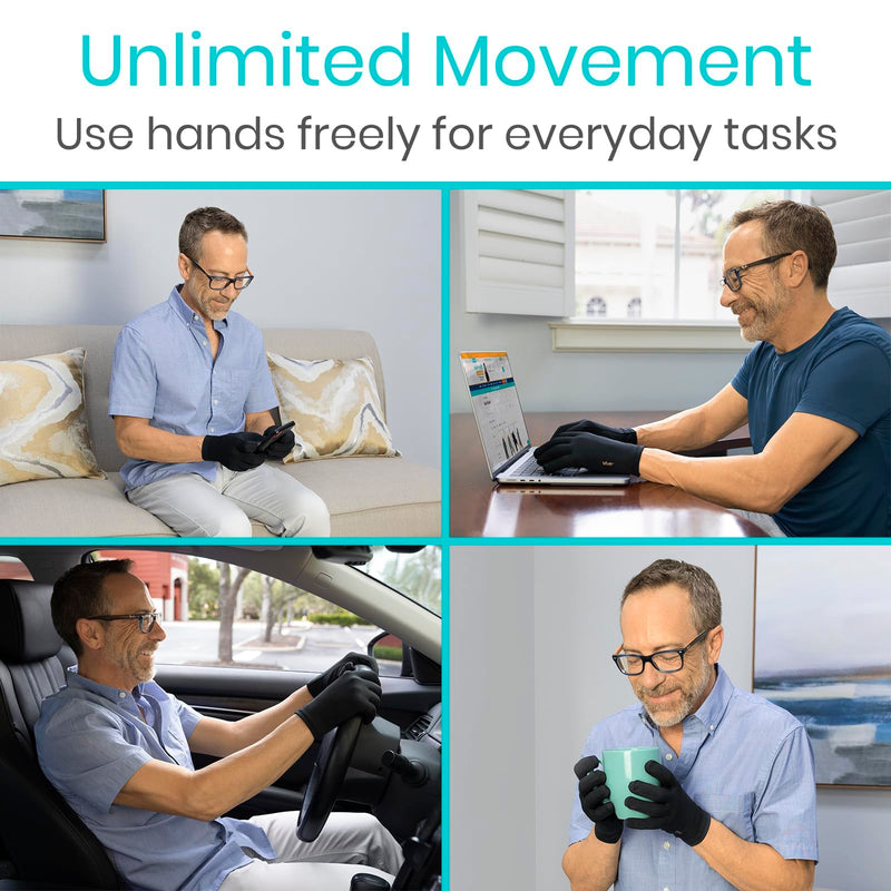 [Australia] - Vive Copper Arthritis Gloves - Full Hand Compression Touchscreen Finger - For Carpal Tunnel, Rheumatoid, Joint Pain, Inflammation - Flexible Wrist and Thumb Pressure Relief for Typing - For Men, Women Black Small 