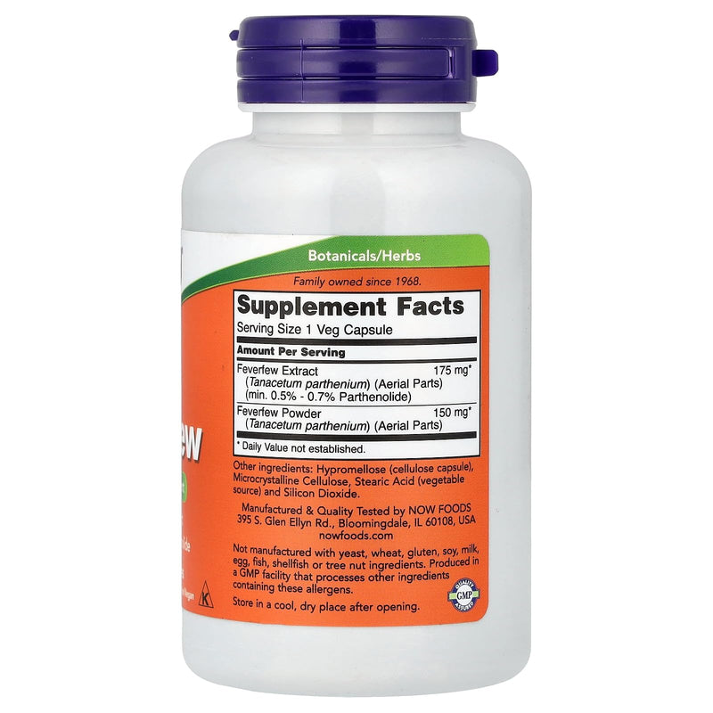 NOW Foods Feverfew Veg Capsules - 100 ct