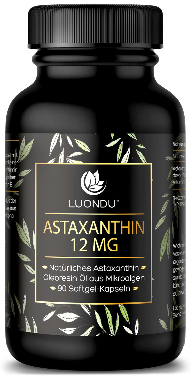 [Australia] - Luondu Astaxanthin 12mg Astaxanthin High Dose - 90 Astaxanthin Softgel Capsules - Astaxanthin Capsules Natural Astaxanthin - Antioxidants Astaxantin Capsules Astaxanthin Tanning Capsule 