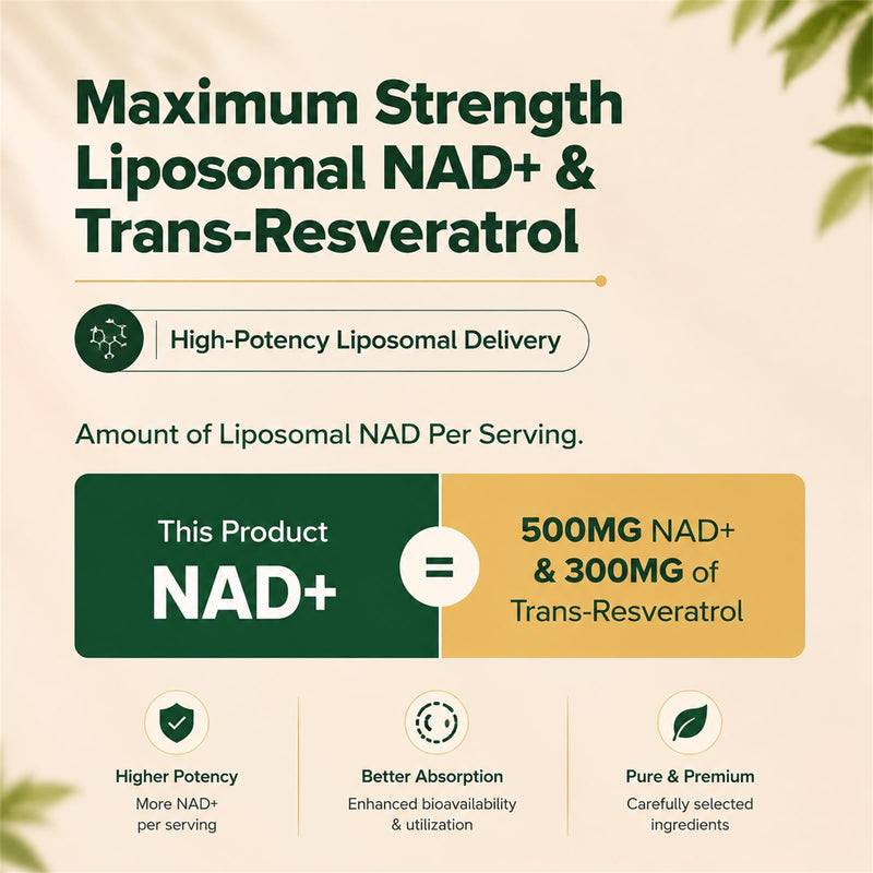 Liposomal NAD+ & Trans-Resveratrol 800mg Softgels, NMN Alternative More Efficient Than NMN, High Absorption, Actual NAD+ Supplement for Cellular Repair, 60 Softgels (60 Count (Pack of 2)) 60 count (Pack of 2)