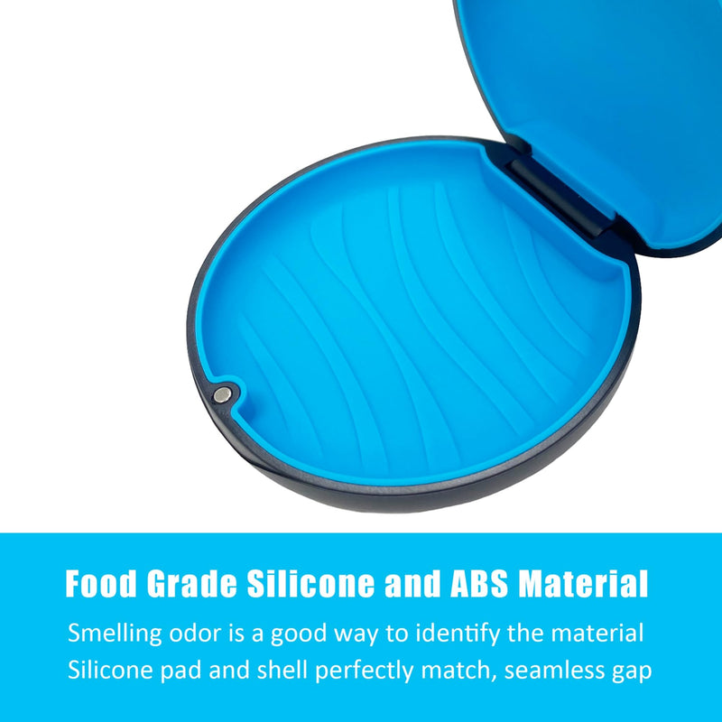 [Australia] - Retainer Case,Cute Slim Aligner Case Compatible with Invisalign,Retainer Holder with Aligner Remover Tool, Chew & Brush,Rope Bag (Black Outside Blue Silicone) Black Outside Blue Silicone 