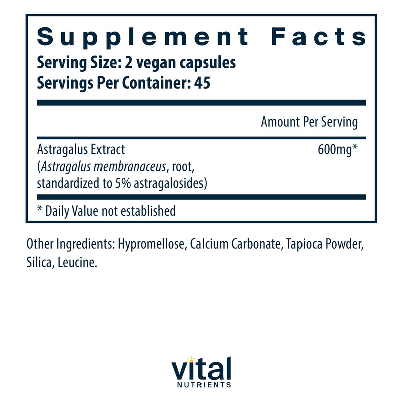 [Australia] - Vital Nutrients - Astragalus Root Extract - Vegan Formula - Herbal Support for The Immune System - 90 Vegetarian Capsules per Bottle - 300 mg 