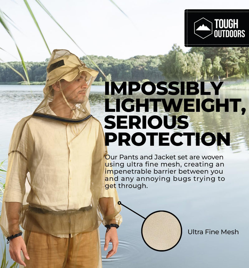 [Australia] - Mosquito Jacket - Bug Jacket with Hood for Men and Women - Mosquito Net for Gardening & Outdoor Protection from Bugs, Flies, Gnats, No-See-Ums & Midges Jacket Only Large - Extra Large 