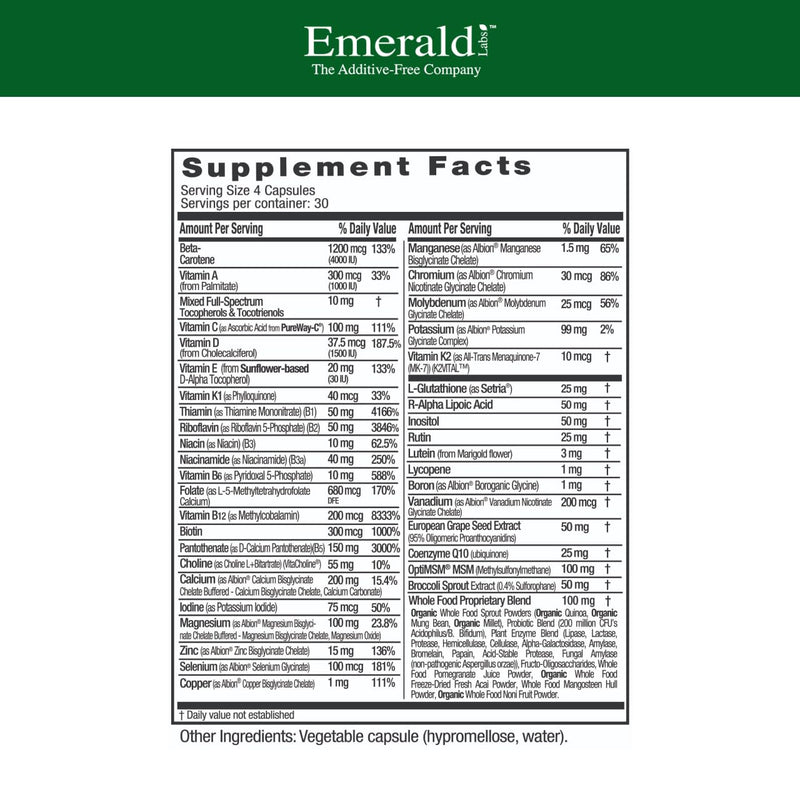 Emerald Labs Women's 45+ Clinical Multi - Multivitamin for Comprehensive Support, Bone & Heart Health* - Designed for Women 45+ - Gluten-Free & Vegetarian - 120 Vegetable Capsules (30-Day Supply) | Supports Heart, Bone & Brain Health, Multivitamin, Who...