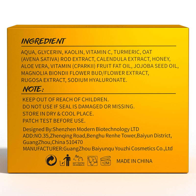 Turmeric Vitamin C Clay Mask Deep Cleansing Face Mask Skin Care Improve Blackheads Acne Dark Spots and Even out skin tone Facial Mask Control Oil and Refining Pores