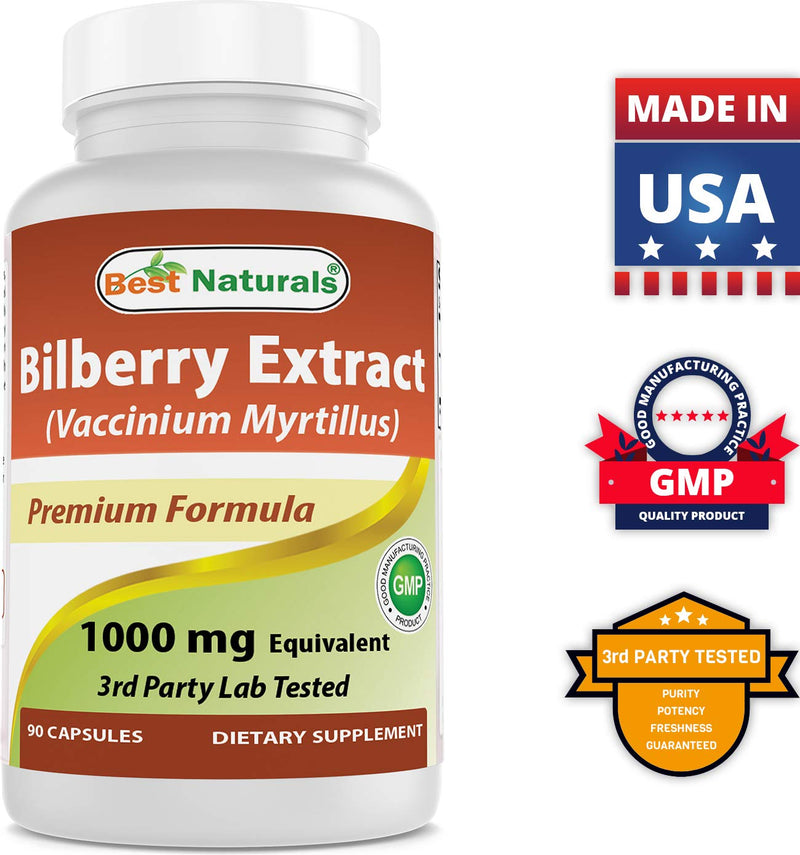 Best Naturals Bilberry Extract 1000mg for Healthy Vision, 90 Count (90 Count (Pack of 3))