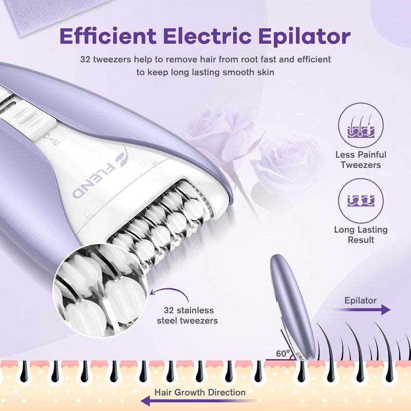 [Australia] - Women's Epilator, Quiet Facial Epilator, Women's Facial Epilator with 2 Speed Levels, Wireless Epilator Face & Body Hair Removal, Electric Epilator Hair Removal Device Face 
