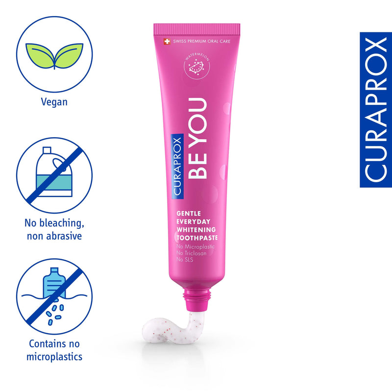 Curaprox Whitening Toothpaste – for Fresh Breath & Gum Care | Enzymatic Formula, Watermelon Flavour, Pink, 60ml | Vegan, SLS-Free, Fluoride 950ppm | Swiss Made 2.12 Ounce (Pack of 1)