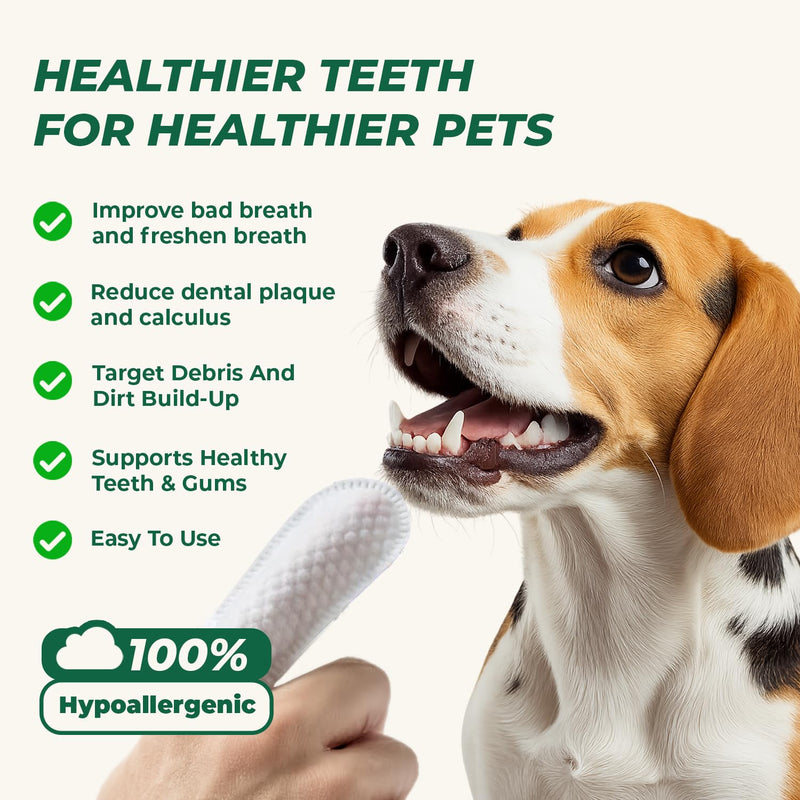 [Australia] - Pet Dental Finger Wipes for Dog & Cats, Remove Bad Breath by Removing Plaque and Tartar Buildup No-Rinse Dog Finger Toothbrush, Disposable Gentle Cleaning & Gum Care Pet Wipes, 50 Counts 50 Ct Finger Wipes 50ct 